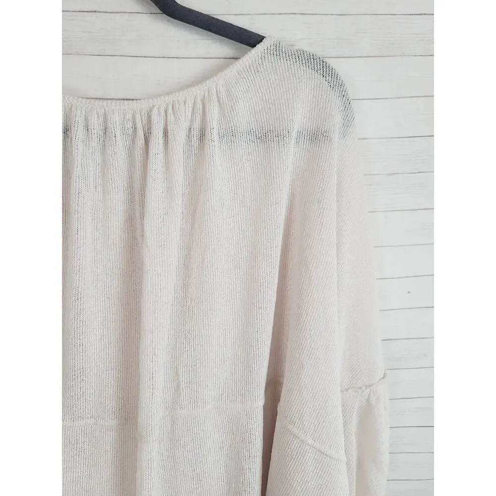FREE PEOPLE BALLOON SLEEVE GAUZY BOHO SHIRT, SZ SMALL
